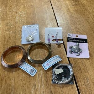 jewelry pair of earrings x3 bracelets and a chain 6 jewelry